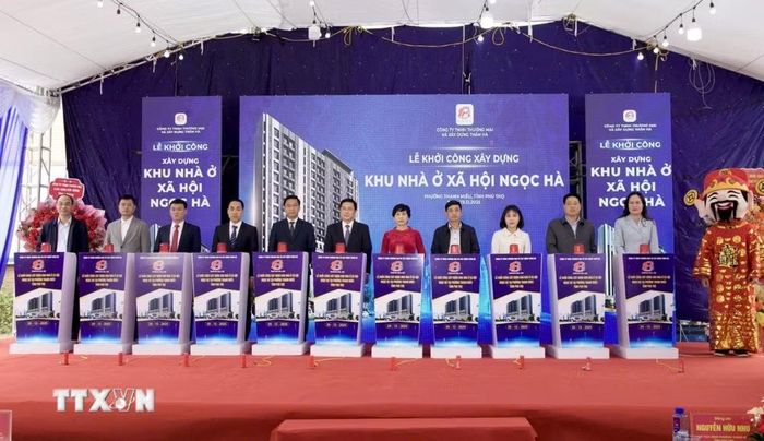 Khởi công dự án nhà ở xã hội Ngọc Hà tại phường Thanh Miếu, tỉnh Phú Thọ. (Ảnh: Nguyễn Thảo/TTXVN