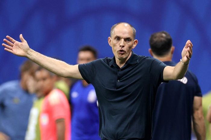 HLV Thomas Tuchel bày tỏ sự thất vọng sau trận thua ngược trước Argentina. Ảnh: AFP/TTXVN
