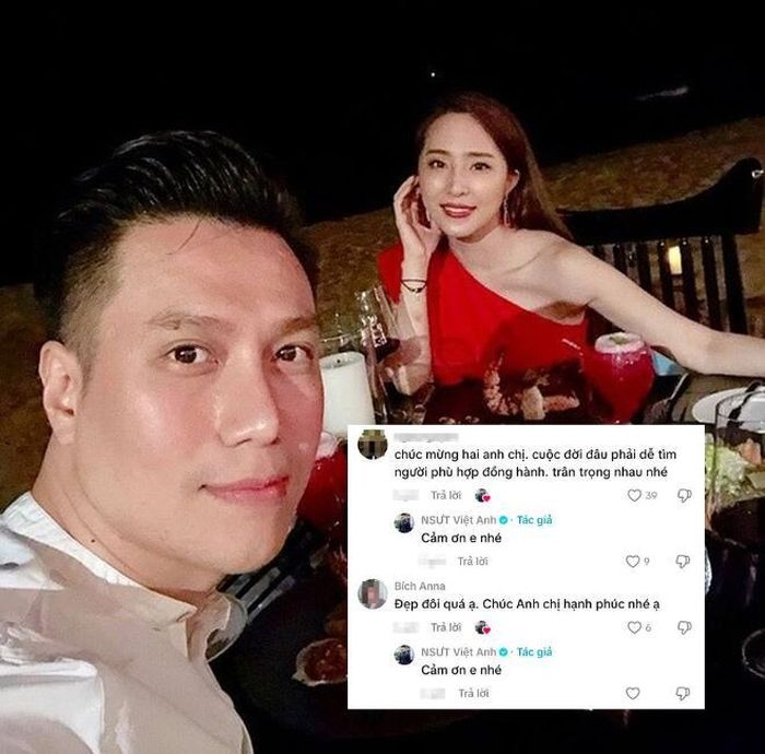 NSƯT Việt Anh cảm ơn khi khán giả chúc phúc anh và Quỳnh Nga.