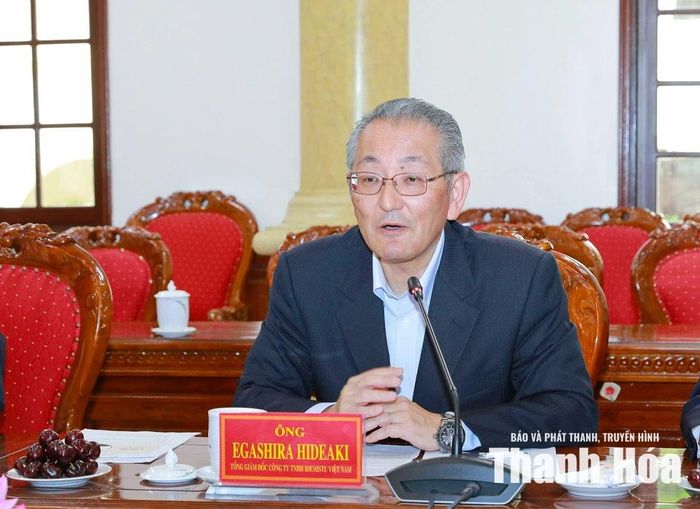 Ông Egashira Hideaki, Tổng Giám đốc Công ty TNHH Idemitsu Việt Nam phát biểu tại buổi làm việc.