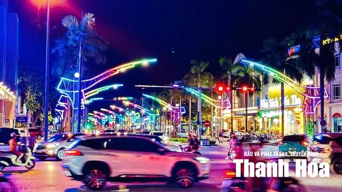 Hệ thống đèn trang trí nghệ thuật mang biểu tượng chim hạc trên Đại lộ Lê Lợi.