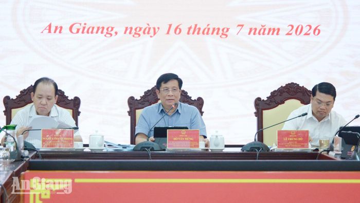 Chủ tịch UBND tỉnh An Giang Hồ Văn Mừng phát biểu chỉ đạo tại cuộc họp.