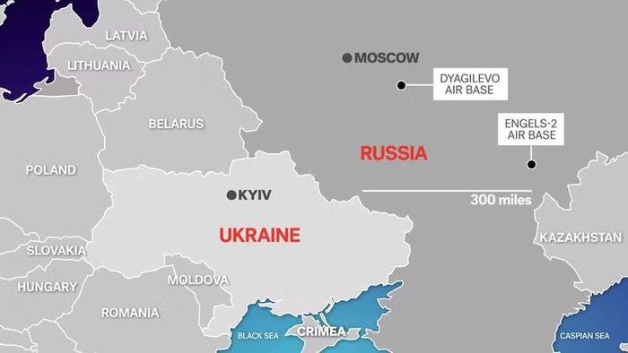  Vị trí của căn cứ không quân Engels-2. Ảnh: Telegraph 