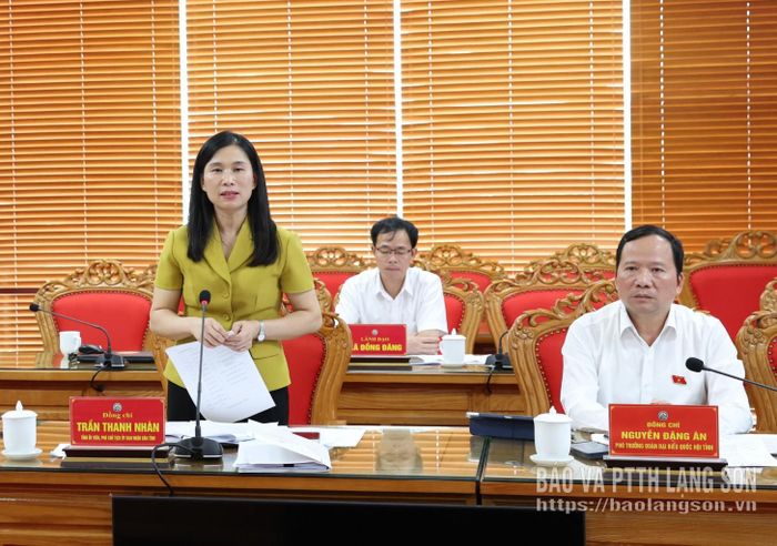 Đồng chí Trần Thanh Nhàn, Phó Chủ tịch UBND tỉnh phát biểu tại buổi làm việc