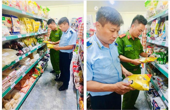 Công an xã Cảm Nhân phối hợp với Đội Quản lý thị trường số 2 kiểm tra hộ kinh doanh của bà T.T.T, phát hiện hành vi kinh doanh thực phẩm nhập lậu và lập hồ sơ xử lý theo quy định của pháp luật.