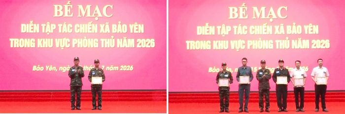 UBND xã Bảo Yên trao giấy khen cho 01 tập thể (bìa trái) và cho 5 cá nhân (bìa phải).