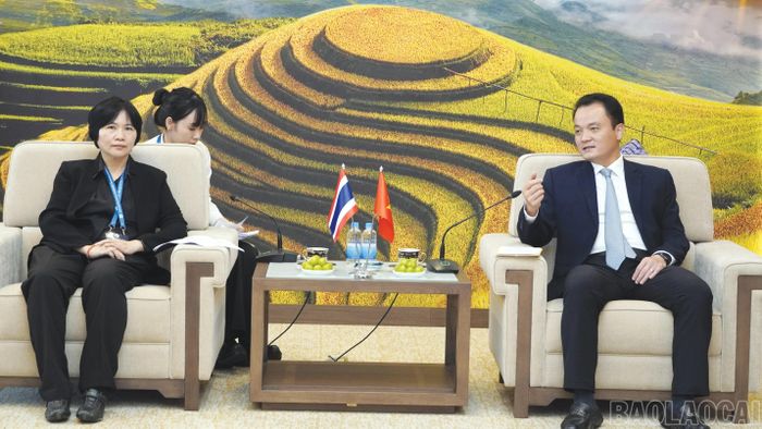 Phó Chủ tịch UBND tỉnh Giàng Quốc Hưng giới thiệu về tiềm năng, lợi thế của địa phương.