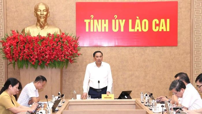 Đồng chí Hoàng Giang, Phó Bí thư Thường trực Tỉnh ủy, Chủ tịch HĐND tỉnh phát biểu kết luận tại buổi làm việc.