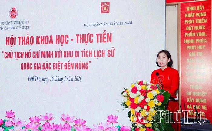 Đồng chí Phùng Thị Kim Nga - Tỉnh ủy viên, Phó Chủ tịch UBND tỉnh phát biểu khai mạc hội thảo.