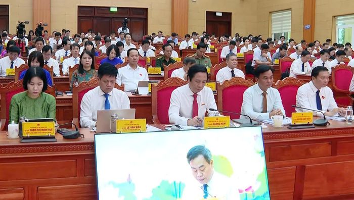 Các đồng chí lãnh đạo tỉnh dự kỳ họp - Ảnh: N.M