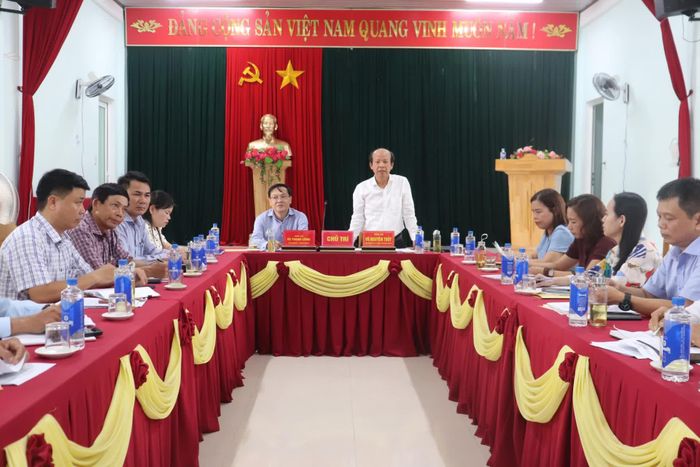 Đồng chí Võ Nguyên Thủy, Giám đốc Báo và phát thanh, truyền hình Quảng Trị phát biểu tại buổi làm việc - Ảnh: T.P