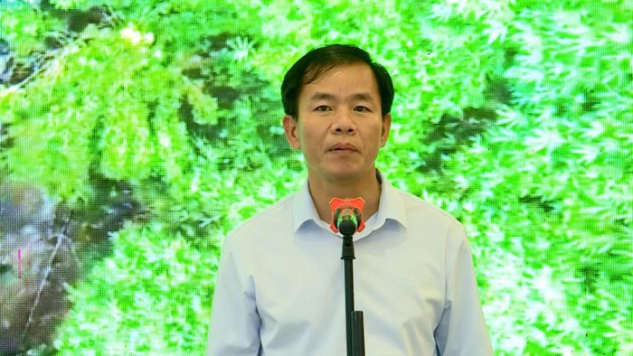 Đồng chí Nguyễn Văn Phương, Bí thư Tỉnh ủy phát biểu cảm ơn đoàn công tác TP. Hải Phòng - Ảnh: T.T