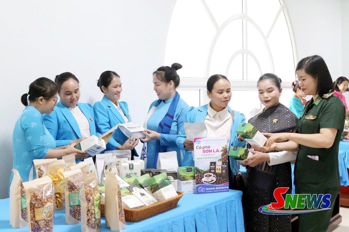 Các đại biểu tham quan khu vực trưng bày, giới thiệu sản phẩm nông sản tiêu biểu của địa phương.