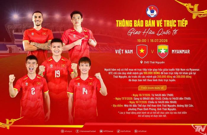 BTC triển khai quầy bán vé trực tiếp tại Nhà thi đấu Thể dục thể thao tỉnh Thái Nguyên để phục vụ người hâm mộ.