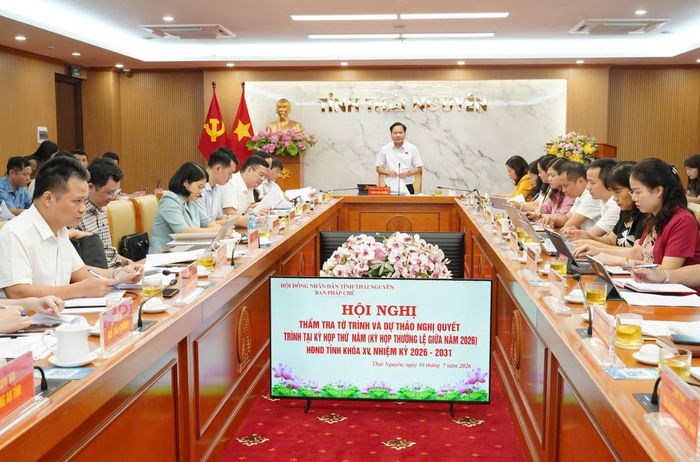 Ban Pháp chế HĐND tỉnh Thái Nguyên tổ chức Hội nghị thẩm tra các nội dung trình tại Kỳ họp thứ năm (Kỳ họp thường lệ giữa năm 2026), HĐND tỉnh Khóa XV. Ảnh: Đức Cường