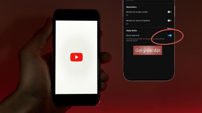 Để đặt giới hạn hàng ngày trong ứng dụng YouTube, hãy vào Hồ sơ -> Cài đặt -> Quản lý thời gian -> Giới hạn nguồn cấp dữ liệu Shorts -> 0 (hoặc khoảng thời gian mong muốn).
