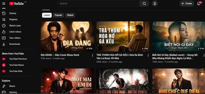 Nhạc AI đang "xâm chiếm" YouTube. (Ảnh chụp màn hình)