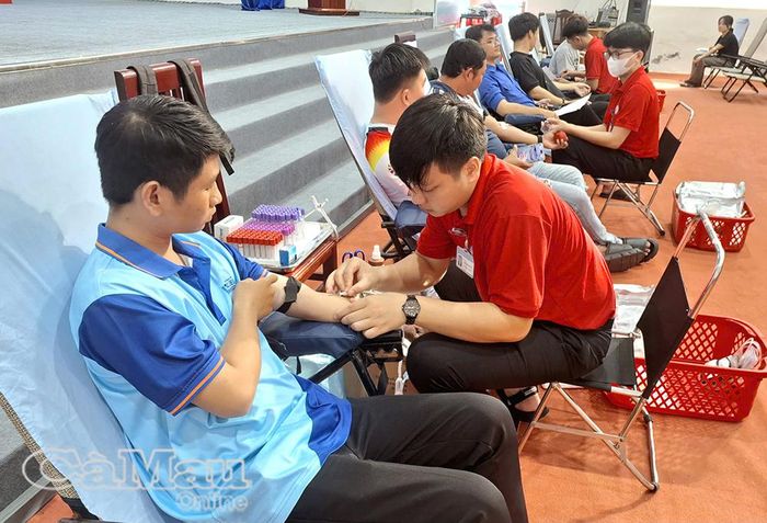 Đông đảo đoàn viên, thanh niên các Chi đoàn trực thuộc tham gia hiến máu.
