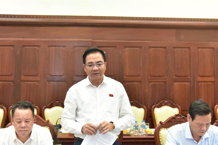 Phó Chủ nhiệm Ủy ban Quốc phòng, An ninh và Đối ngoại Nguyễn Minh Đức phát biểu tại buổi làm việc. Ảnh: NHNN