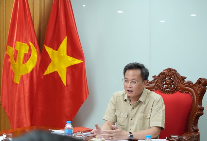 Tổng Kiểm toán nhà nước Nguyễn Hữu Nghĩa phát biểu chỉ đạo, định hướng tại buổi làm việc. Ảnh: H.THOAN