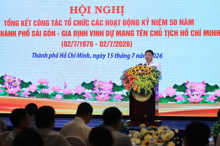 Thượng tá Phan Huy Văn, Phó Giám đốc Công an TP.HCM phát biểu