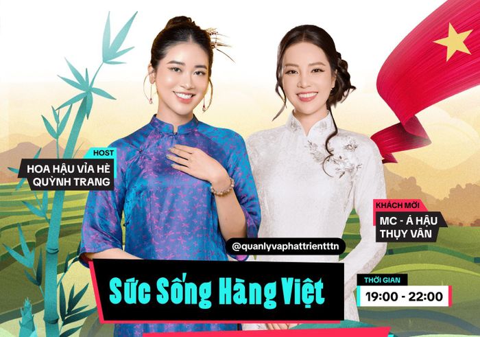 Phiên livestream bán hàng có sự tham gia của Á hậu Thụy Vân trong vai trò KOL. Ảnh: Bảo Trung