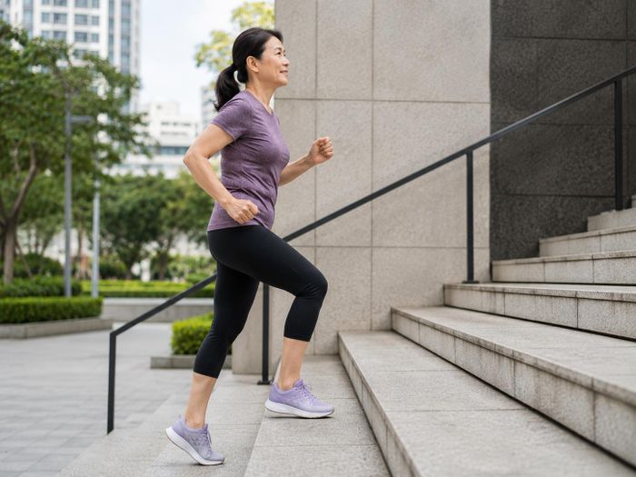 Leo cầu thang tạo ra tải trọng cơ học lớn hơn, giúp kích thích quá trình tổng hợp protein cơ và duy trì sức mạnh của cơ chi dưới.