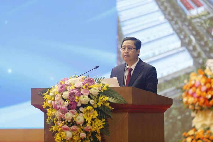 Bí thư Tỉnh ủy Lào Cai Dương Quốc Huy phát biểu tại hội nghị. Ảnh: Tuấn Trung.