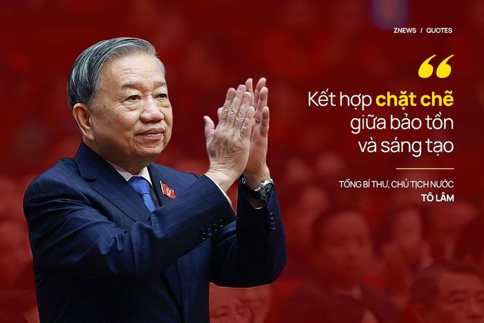 Thứ ba, Tổng Bí thư, Chủ tịch nước Tô Lâm nhấn mạnh chuyển từ tư duy bảo tồn là chủ yếu sang kết hợp chặt chẽ giữa bảo tồn và sáng tạo, để văn hóa không chỉ gìn giữ các giá trị truyền thống mà còn tạo ra tri thức mới, tài sản trí tuệ, sản phẩm, thị trường và sức mạnh mềm quốc gia.