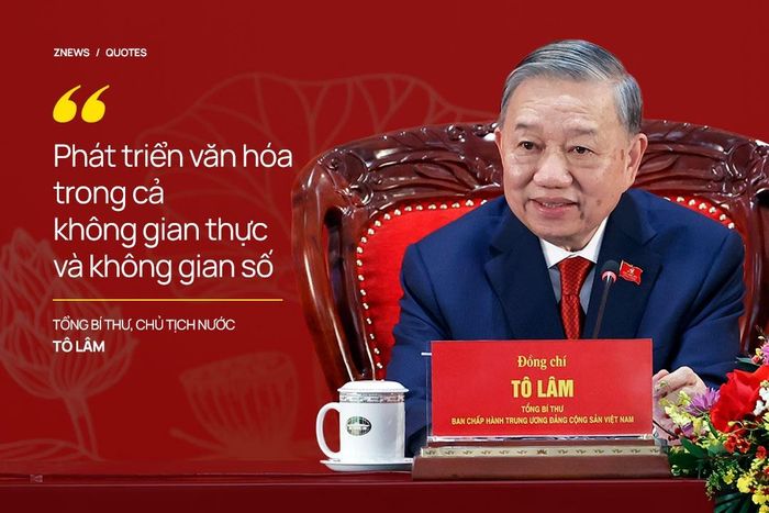 Thứ hai, người đứng đầu Đảng và Nhà nước khẳng định, chuyển từ không gian văn hóa truyền thống sang phát triển văn hóa trong cả không gian thực và không gian số; xây dựng năng lực tự chủ về dữ liệu, nền tảng và nội dung văn hóa Việt Nam, coi đây là một bộ phận quan trọng của chủ quyền quốc gia trong thời đại số, đồng thời tiếp thu có chọn lọc tinh hoa văn hóa nhân loại để làm giàu thêm bản sắc dân tộc.