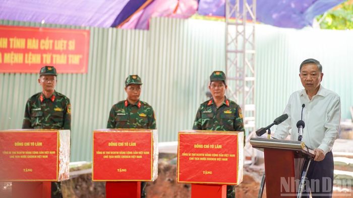 Tổng Bí thư, Chủ tịch nước Tô Lâm phát biểu tại buổi đến thăm và kiểm tra.