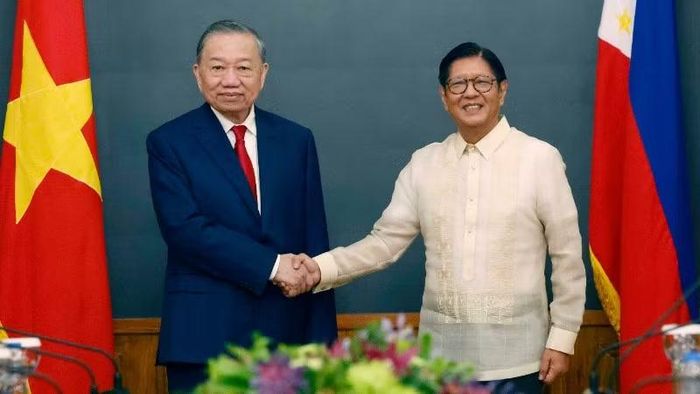 Sáng 1/6/2026, sau Lễ đón trọng thể tại Phủ Tổng thống ở thủ đô Manila, Tổng Bí thư, Chủ tịch nước Tô Lâm và Tổng thống Philippines Ferdinand Romualdez Marcos Jr. hội đàm cấp Nhà nước. (Ảnh: TTXVN)