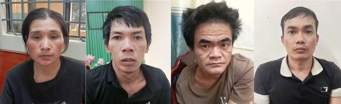 Các đối tượng Thúy, Tùng, Văn, Thuận tại cơ quan công an (ảnh:CAĐN)