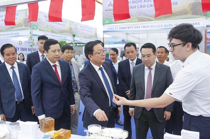 Phó Thủ tướng Hồ Quốc Dũng cũng các đại biểu tham quan các gian hàng trưng bày tại hội nghị.