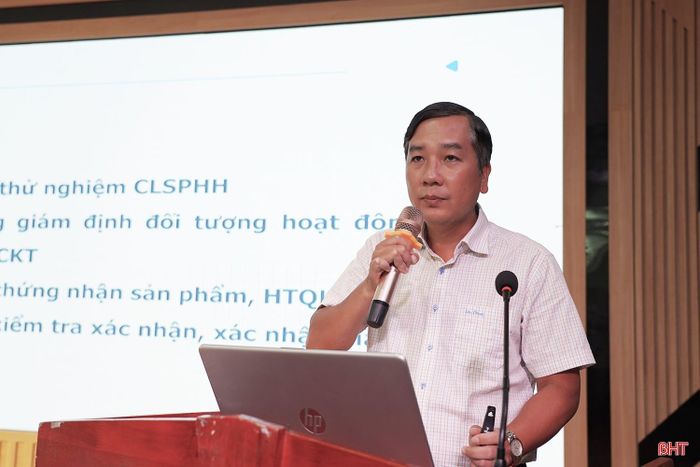 Ông Nghiêm Thanh Hải - Phó Trưởng ban Quản lý Chất lượng và Đánh giá sự phù hợp (Ủy ban Tiêu chuẩn Đo lường Chất lượng Quốc gia) truyền đạt các chuyên đề.