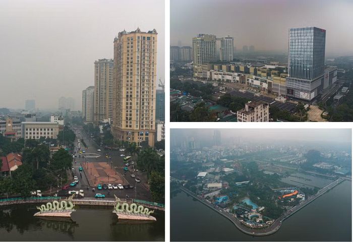 Hà Nội chìm trong bụi mịn vào sáng sớm.