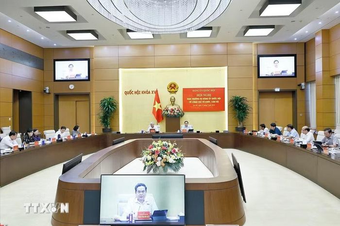 Chủ tịch Quốc hội Trần Thanh Mẫn chủ trì Hội nghị Ban Thường vụ Đảng ủy Quốc hội về công tác tổ chức, cán bộ. (Ảnh: Doãn Tấn/TTXVN)