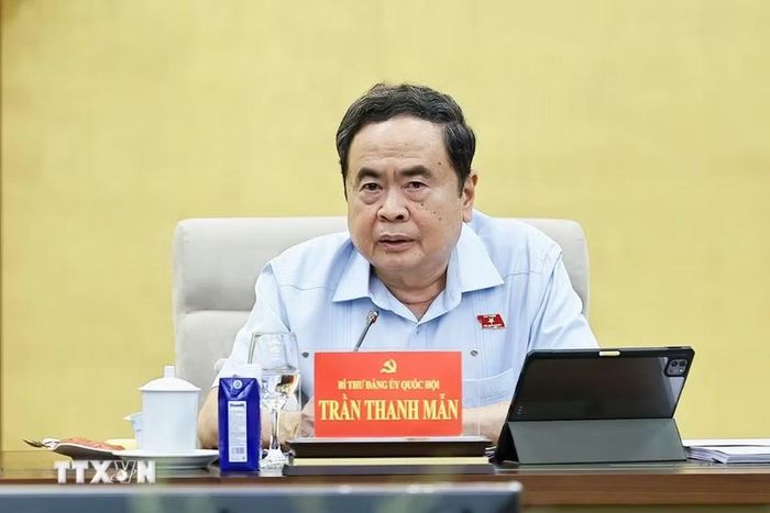Ủy viên Bộ Chính trị, Bí thư Đảng ủy Quốc hội, Chủ tịch Quốc hội Trần Thanh Mẫn phát biểu. (Ảnh: Doãn Tấn/ TTXVN)