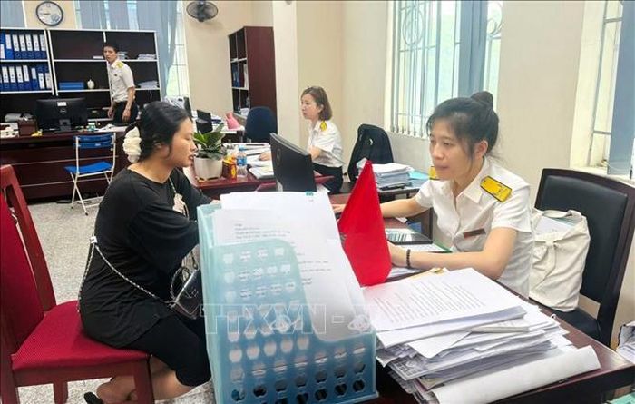 Các đơn vị Thuế thành phố Hải Phòng rà soát làm sạch mã số thuế. Ảnh: H.Ngọc/TTXVN