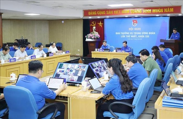 Quang cảnh Hội nghị Ban Thường vụ Trung ương Đoàn lần thứ nhất khóa XIII. Ảnh: Minh Đức/TTXVN