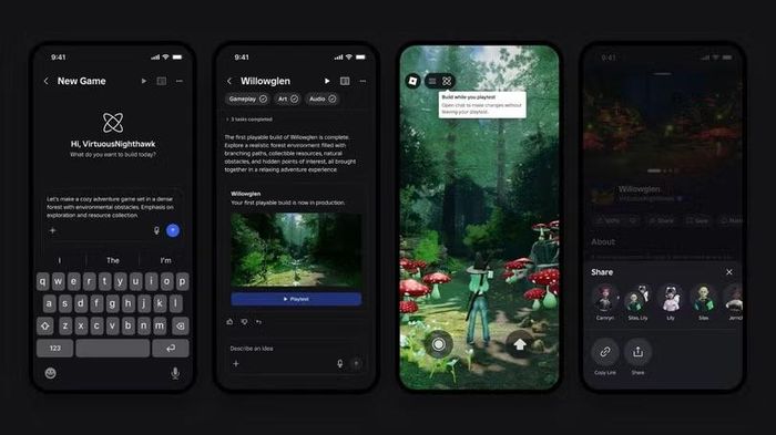 Giao diện Build tạo trải nghiệm Roblox từ câu lệnh trên thiết bị di động. Ảnh: Roblox.