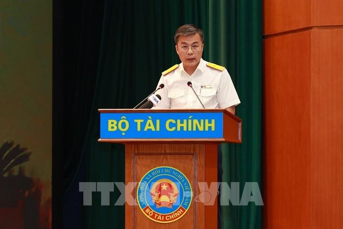 Phó cục trưởng Cục Thuế Lê Long trình bày tham luận. Ảnh: Tiến Long/TTXVN phátl