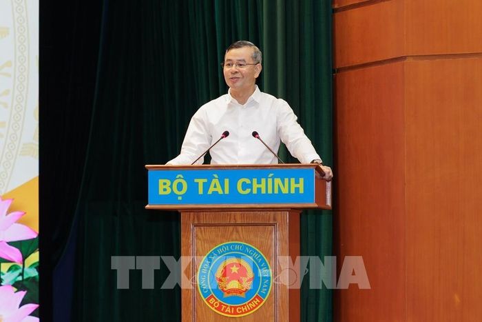 Bộ trưởng Bộ Tài chính Ngô Văn Tuấn phát biểu chỉ đạo. Ảnh: Tiến Long/TTXVN phát