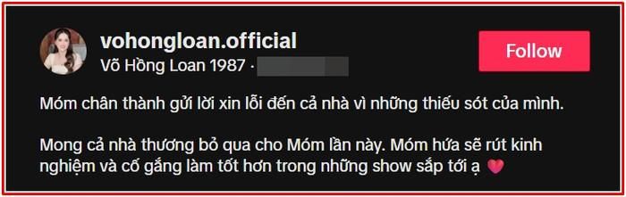 Hồng Loan - Con gái cố NSƯT Vũ Linh xin lỗi khán giả.