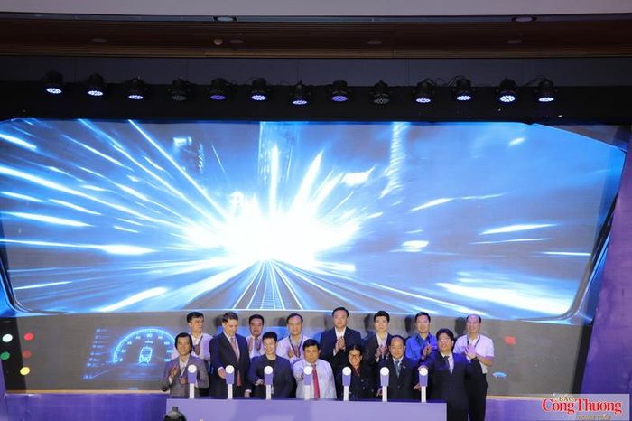 Các đại biểu thực hiện nghi thức phát động Cuộc thi Olympic trí tuệ nhân tạo quốc tế 2027