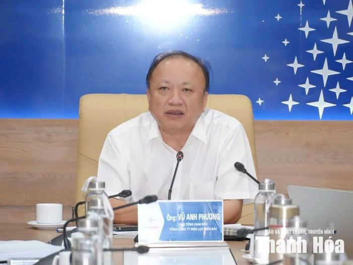 Ông Vũ Anh Phương, Phó Tổng Giám đốc Tổng Công ty Điện lực miền Bắc phát biểu kết luận tại buổi làm việc.