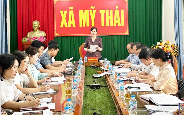 Đồng chí Nguyễn Thị Hà phát biểu tại buổi làm việc.