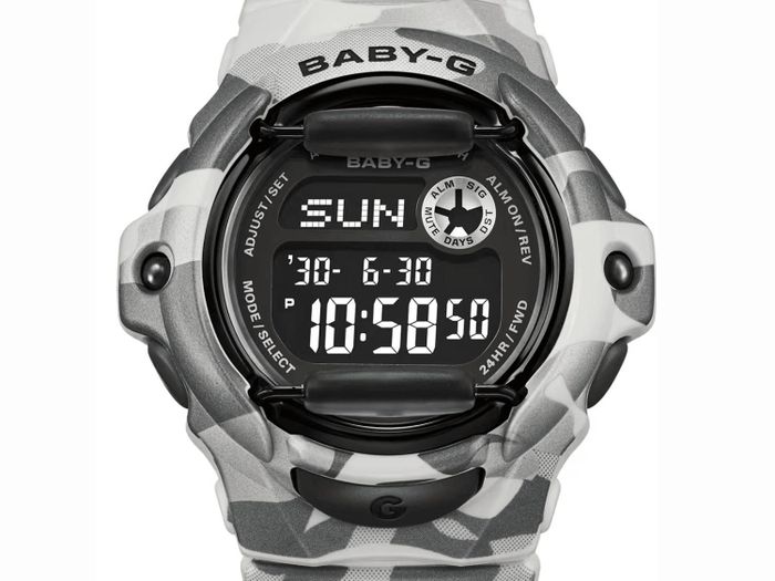 The Casio Baby-G BG169CMB-8, one of the three Baby-G watches now listed in the US.