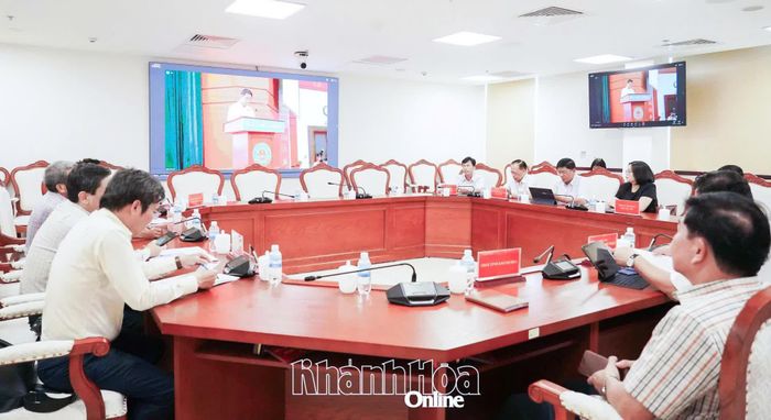 Quang cảnh hội nghị tại điểm cầu Khánh Hòa.