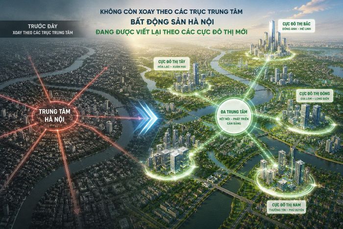 Thị trường bất động sản Hà Nội hiện nay đang có sự dịch chuyển và phân bổ theo xu hướng đa cực, đa trung tâm. Ảnh minh họa